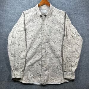 Columbia Button Down Shirt Men's XL Beige Duck Hunting Outdoors Long Sleeve